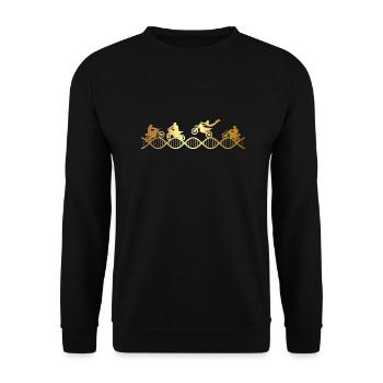 Motorradfahren liegt mir im Blut - Unisex Pullover - Schwarz - Vorne - Alina (178cm) & Michal (187cm)