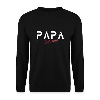 Neuer Papa Papa Est 2024 - Unisex Pullover - Schwarz - Vorne - Alina (178cm) & Michal (187cm)