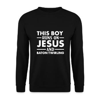 Twirler This Boy Runs On Jesus Baton Twirling - Unisex Sweatshirt - black - Front - Alina (178cm) & Michal (187cm)