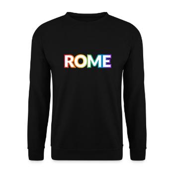 Texte arc-en-ciel ROME PRIDE - Sweat-shirt Unisexe - noir - Devant - Alina (178cm) & Michal (187cm)
