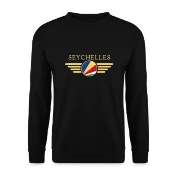 Ich liebe Seychellen, Eleganz Stil Design T-Shirt - Unisex Pullover - Schwarz - Vorne - Alina (178cm) & Michal (187cm)