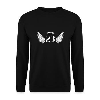 Number 23 Angel - 23rd Birthday Wings - Unisex Sweatshirt - black - Front - Alina (178cm) & Michal (187cm)