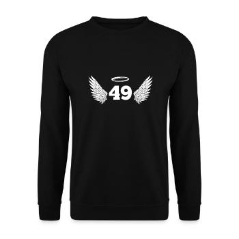 Angel Number 49 - 49th Birthday Wings - Unisex Sweatshirt - black - Front - Alina (178cm) & Michal (187cm)
