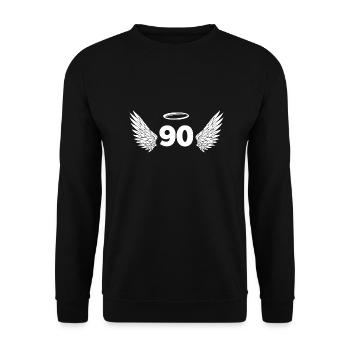 Engel Nummer 90 – Flügel zum 90. Geburtstag - Unisex Pullover - Schwarz - Vorne - Alina (178cm) & Michal (187cm)