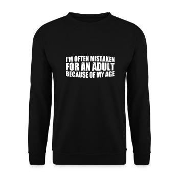 I'm Often Mistaken For An Adult Because Of My Age4 - Unisex Pullover - Schwarz - Vorne - Alina (178cm) & Michal (187cm)