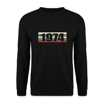 1974 Jahrgang 1974 Geschenk 1974 Geburtstag 1974 - Unisex Pullover - Schwarz - Vorne - Alina (178cm) & Michal (187cm)