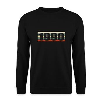 1990 Jahrgang 1990 Geschenk 1990 Geburtstag 1990 - Unisex Pullover - Schwarz - Vorne - Alina (178cm) & Michal (187cm)