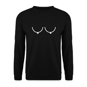 Sexy Brüste Titten Möpse Melonen Geschenk - Unisex Pullover - Schwarz - Vorne - Alina (178cm) & Michal (187cm)