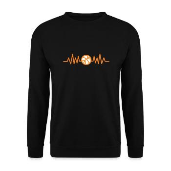 Basketball Herzschlag - Unisex Pullover - Schwarz - Vorne - Alina (178cm) & Michal (187cm)