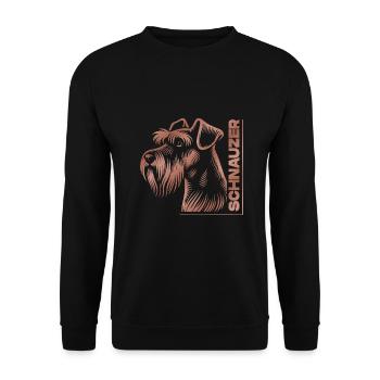 Schnauzer Portrait Dessin Tête Or Rose - Sweat-shirt Unisexe - noir - Devant - Alina (178cm) & Michal (187cm)