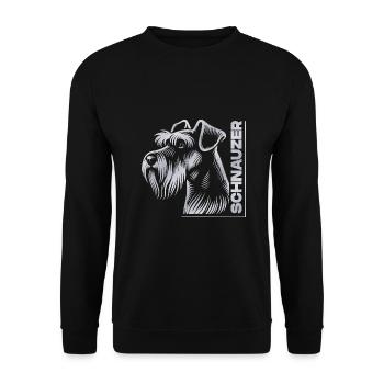 Schnauzer Portrait dessin tête argent - Sweat-shirt Unisexe - noir - Devant - Alina (178cm) & Michal (187cm)