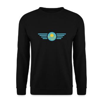 J’aime le Kazakhstan, T-shirt design de style élégance - Sweat-shirt Unisexe - noir - Devant - Alina (178cm) & Michal (187cm)