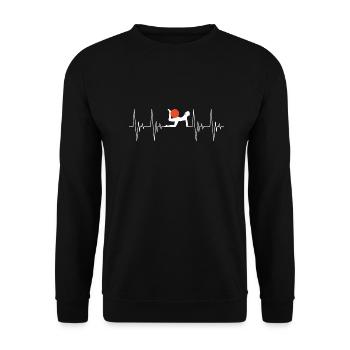 Pilates Yoga Dehnsport Herzschlag EKG Sport - Unisex Pullover - Schwarz - Vorne - Alina (178cm) & Michal (187cm)