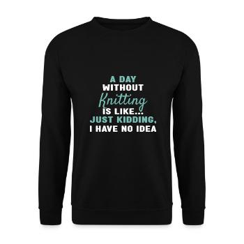 Tricoteuse Une journée sans tricoter - Sweat-shirt Unisexe - noir - Devant - Alina (178cm) & Michal (187cm)