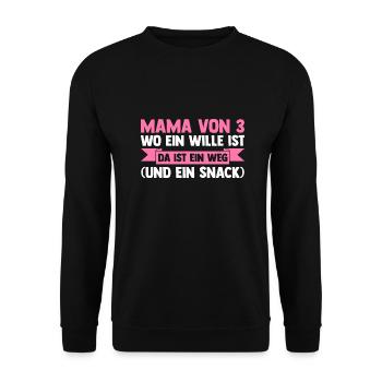 Mama Von 3 Kindern - Unisex Pullover - Schwarz - Vorne - Alina (178cm) & Michal (187cm)