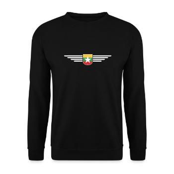 Myanmar T-Shirt – Ein Hauch von Tradition - Unisex Pullover - Schwarz - Vorne - Alina (178cm) & Michal (187cm)