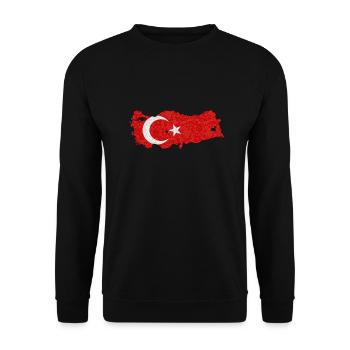 Turquie Drapeau en contours Drapeau turc Étoile de lune - Sweat-shirt Unisexe - noir - Devant - Alina (178cm) & Michal (187cm)