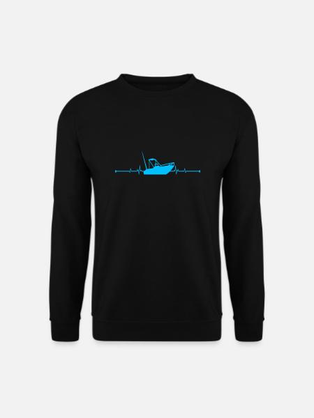 Herzschlag Motorboot Boat Geschenk - Unisex Pullover - Schwarz