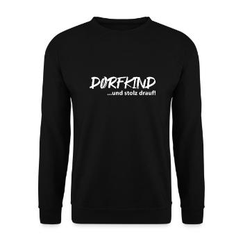 T-Shirt mit Spruch: Dorfkind und stolz drauf! - Unisex Pullover - Schwarz - Vorne - Alina (178cm) & Michal (187cm)