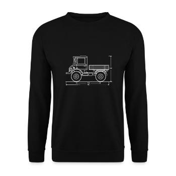 Unimog - Oldtimer - Offroad - Dispositif moteur universel - Sweat-shirt Unisexe - noir - Devant - Alina (178cm) & Michal (187cm)