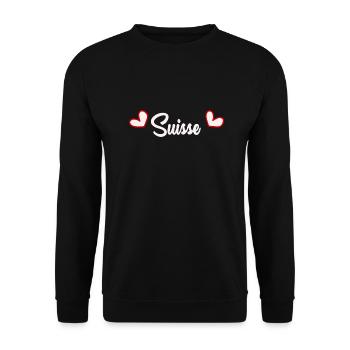 SWITZERLAND. HUMOR. COUNTRY. FLAG. GENEVA. LAUSANNE - Unisex Sweatshirt - black - Front - Alina (178cm) & Michal (187cm)