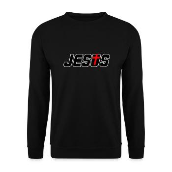 Jesus Christus Sohn Gottes Christliches Geschenk - Unisex Pullover - Schwarz - Vorne - Alina (178cm) & Michal (187cm)