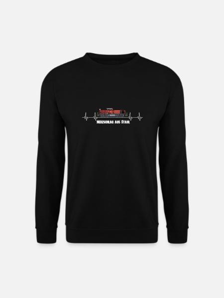 Herzschlag aus Stahl Lokrangierführer Eisenbahner - Unisex Pullover - Schwarz