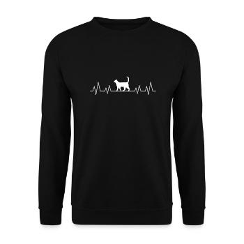 Cat Heartbeat Heartbeat Cat Hangover - Unisex Sweatshirt - black - Front - Alina (178cm) & Michal (187cm)
