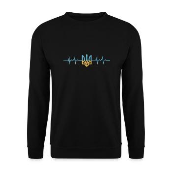 Herzschlag Ukraine Frieden Peace - Unisex Pullover - Schwarz - Vorne - Alina (178cm) & Michal (187cm)