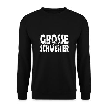 Große Schwester 2023, Geschwister kriegen - Unisex Pullover - Schwarz - Vorne - Alina (178cm) & Michal (187cm)