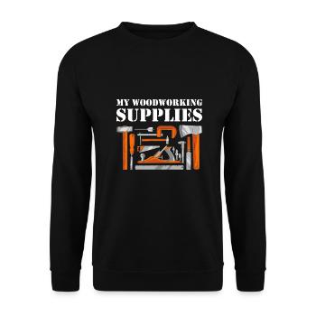 Carpenter My Woodworking Supplies Woodworking - Unisex Sweatshirt - black - Front - Alina (178cm) & Michal (187cm)