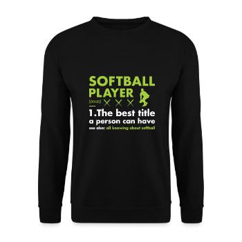 Sport Player Definition Softball - Unisex Pullover - Schwarz - Vorne - Alina (178cm) & Michal (187cm)