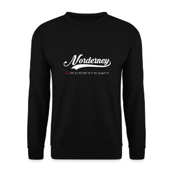 Insel Norderney Koordinaten - Unisex Pullover - Schwarz - Vorne - Alina (178cm) & Michal (187cm)