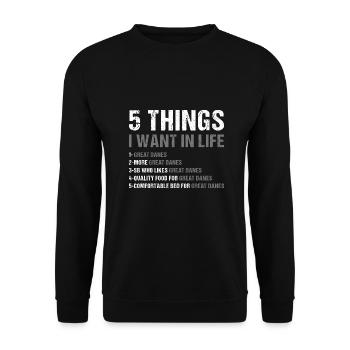 5 choses que je veux dans la vie Grand Danois - Sweat-shirt Unisexe - noir - Devant - Alina (178cm) & Michal (187cm)