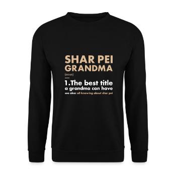 Shar Pei Grand-mère Définition - Sweat-shirt Unisexe - noir - Devant - Alina (178cm) & Michal (187cm)