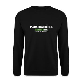 Marathonienne en cours de chargement - Sweat-shirt Unisexe - noir - Devant - Alina (178cm) & Michal (187cm)