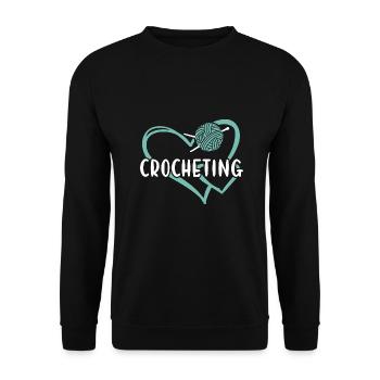 Crocheter Heart Crocheting - Unisex Sweatshirt - black - Front - Alina (178cm) & Michal (187cm)