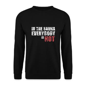 Hot Sauna Geschenk Saunahaus Banja Spa Hamam - Unisex Pullover - Schwarz - Vorne - Alina (178cm) & Michal (187cm)