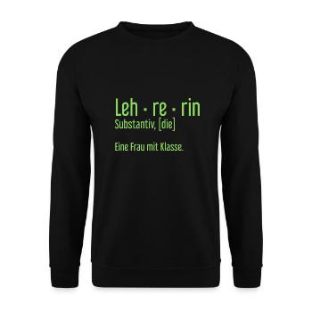 Lehrerin Lehrerinnen Schule Pädagogin Unterricht - Unisex Pullover - Schwarz - Vorne - Alina (178cm) & Michal (187cm)