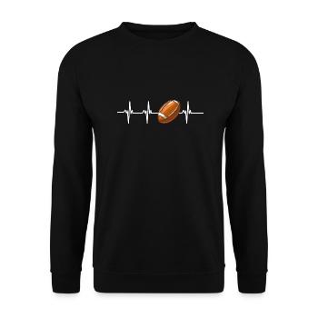 Rugby heartbeat - Unisex Sweatshirt - black - Front - Alina (178cm) & Michal (187cm)