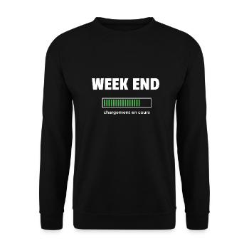 week end - Sweat-shirt Unisexe - noir - Devant - Alina (178cm) & Michal (187cm)