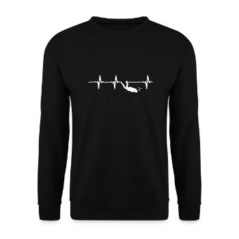 Taucher Herzschlag Tauchen Dive - Unisex Pullover - Schwarz - Vorne - Alina (178cm) & Michal (187cm)