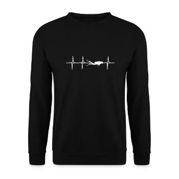 Tauchen Herzschlag Sport Geschenk - Unisex Pullover - Schwarz - Vorne - Alina (178cm) & Michal (187cm)