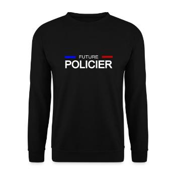 Future policier - Sweat-shirt Unisexe - noir - Devant - Alina (178cm) & Michal (187cm)