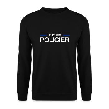 Future policier - Sweat-shirt Unisexe - noir - Devant - Alina (178cm) & Michal (187cm)