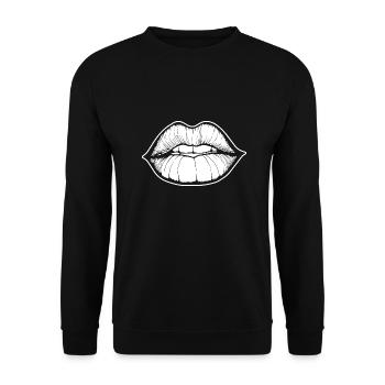 Lips, mouth, kissing lips - Unisex Sweatshirt - black - Front - Alina (178cm) & Michal (187cm)