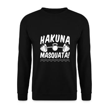 Gym Junkies Hakuna Masquata Calisthenics Fitness - Unisex Sweatshirt - black - Front - Alina (178cm) & Michal (187cm)