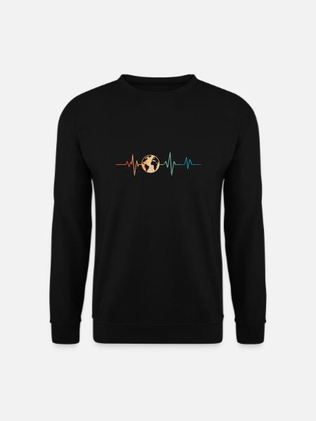 Retro Heartbeat Planet Earth - Unisex Sweatshirt - black