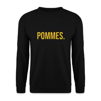 Pommes / Fritten / Fries / Kartoffel / Fast Food / - Unisex Pullover - Schwarz - Vorne - Alina (178cm) & Michal (187cm)