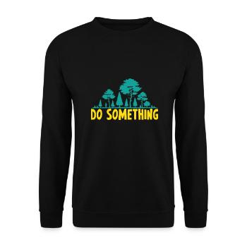 Do something Vegan Spruch Geschenk Pflanzen - Unisex Pullover - Schwarz - Vorne - Alina (178cm) & Michal (187cm)